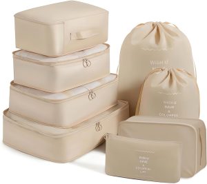 Juego de 8 cubos de embalaje para maletas, artículos esenciales de viaje