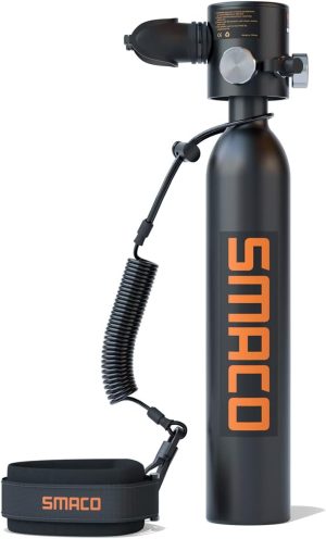 SMACO S300 Plus Mini Scuba Tank 0.5L Portable Mini Diving Tank Reusable Pony Bottle —DOT Certified Tank with 5-10 Minutes Backup Diving Air Tank Kit Oxygen...